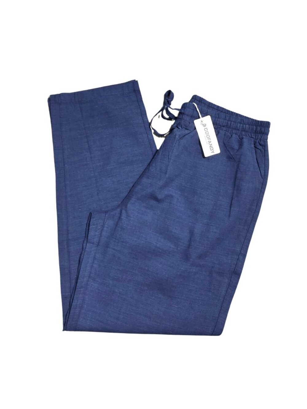 NWT | COOFANDY Navy Blue Linen Blend Elastic Waist Beach Pants Small